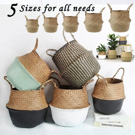 Foldable Woven Baskets with Handles