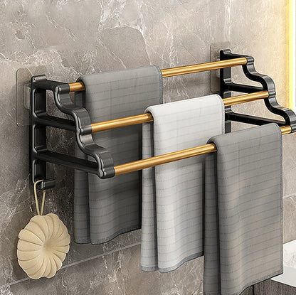 Self-Adhesive 3-Rod Towel Rack – Space-Saving Bathroom Organizer!