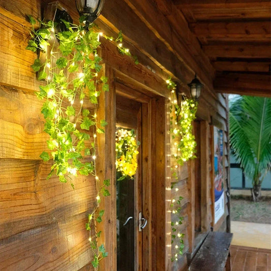 Silk Leaf Ivy Vine with 3m LED Lights – Perfect for Home, Wedding, or Party Decor!