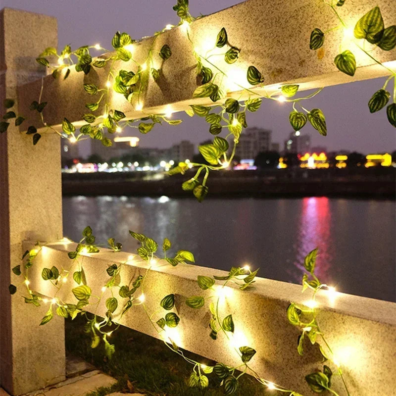 Silk Leaf Ivy Vine with 3m LED Lights – Perfect for Home, Wedding, or Party Decor!
