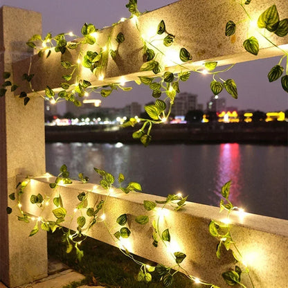 Silk Leaf Ivy Vine with 3m LED Lights – Perfect for Home, Wedding, or Party Decor!