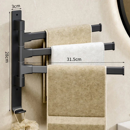 Rotatable Aluminum Towel Rack – Multi-Bar Wall-Mounted Organizer