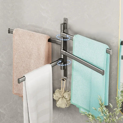 Rotatable Aluminum Towel Rack – Multi-Bar Wall-Mounted Organizer