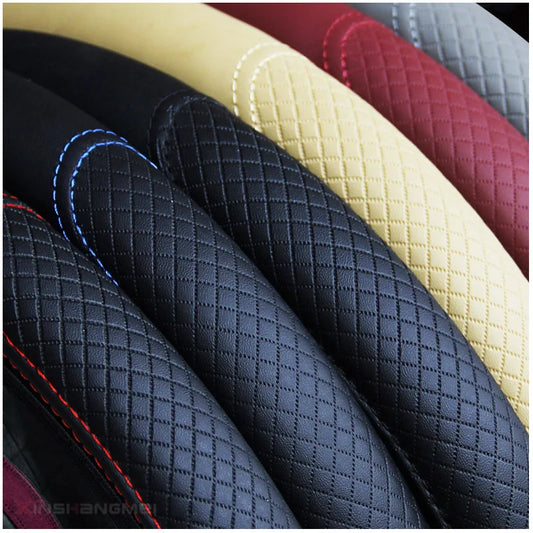 Universal Non-Slip Embossed Leather Steering Wheel Cover - Car Styling
