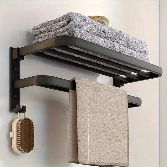 Sleek & Sturdy: Punch-Free Wall-Mounted Bathroom Rack