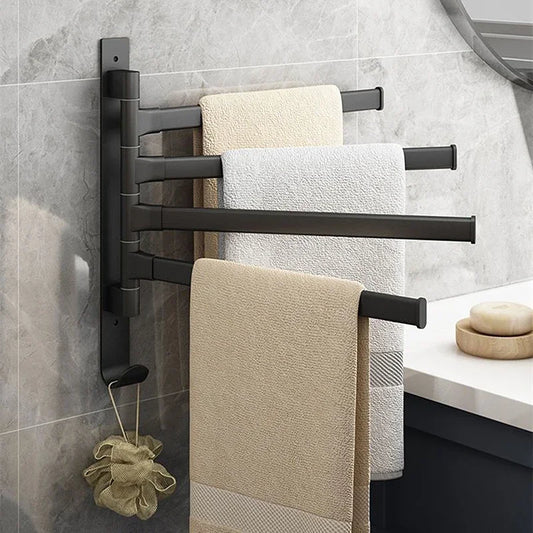 Rotatable Aluminum Towel Rack – Multi-Bar Wall-Mounted Organizer