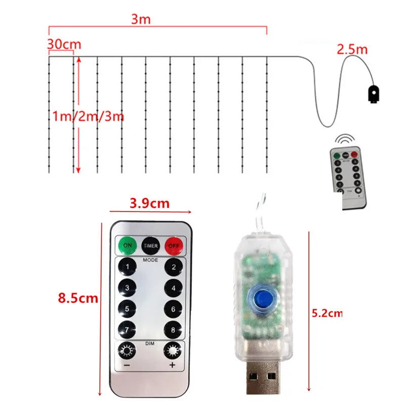6M USB LED Fairy Curtain Lights – Festive Glow for Holidays!