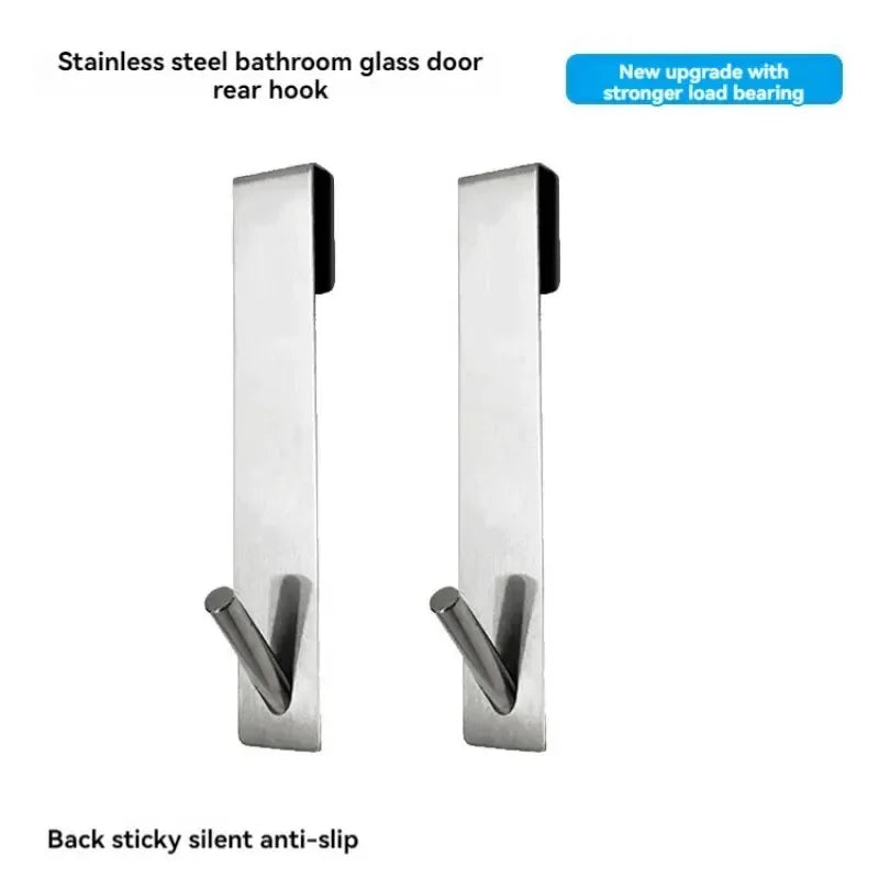 Stainless Steel Glass Door Hook - Non-Perforated & Detachable