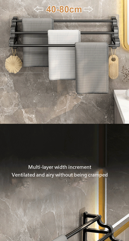 Self-Adhesive 3-Rod Towel Rack – Space-Saving Bathroom Organizer!