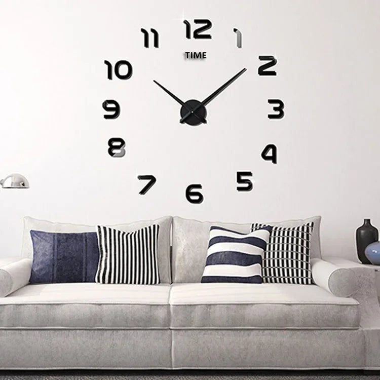 Stylish 2D DIY Wall Clock – Modern Acrylic Mirror Stickers for Living Room Décor!