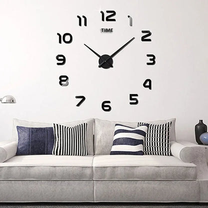 Stylish 2D DIY Wall Clock – Modern Acrylic Mirror Stickers for Living Room Décor!