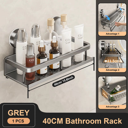 Space-Saving Suction Cup Bathroom Rack – No Drills, Just Organized Style!