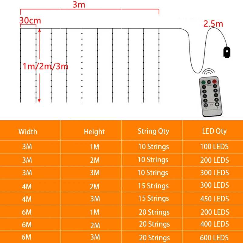 6M USB LED Fairy Curtain Lights – Festive Glow for Holidays!