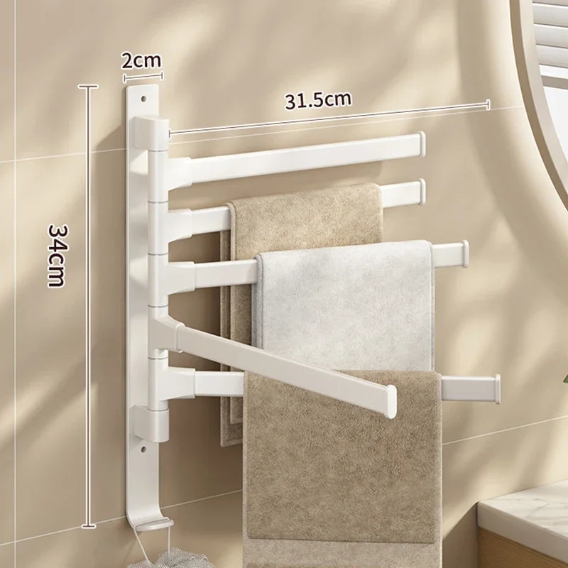 Rotatable Aluminum Towel Rack – Multi-Bar Wall-Mounted Organizer