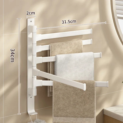 Rotatable Aluminum Towel Rack – Multi-Bar Wall-Mounted Organizer