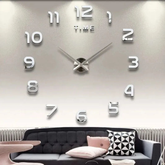 Stylish 2D DIY Wall Clock – Modern Acrylic Mirror Stickers for Living Room Décor!