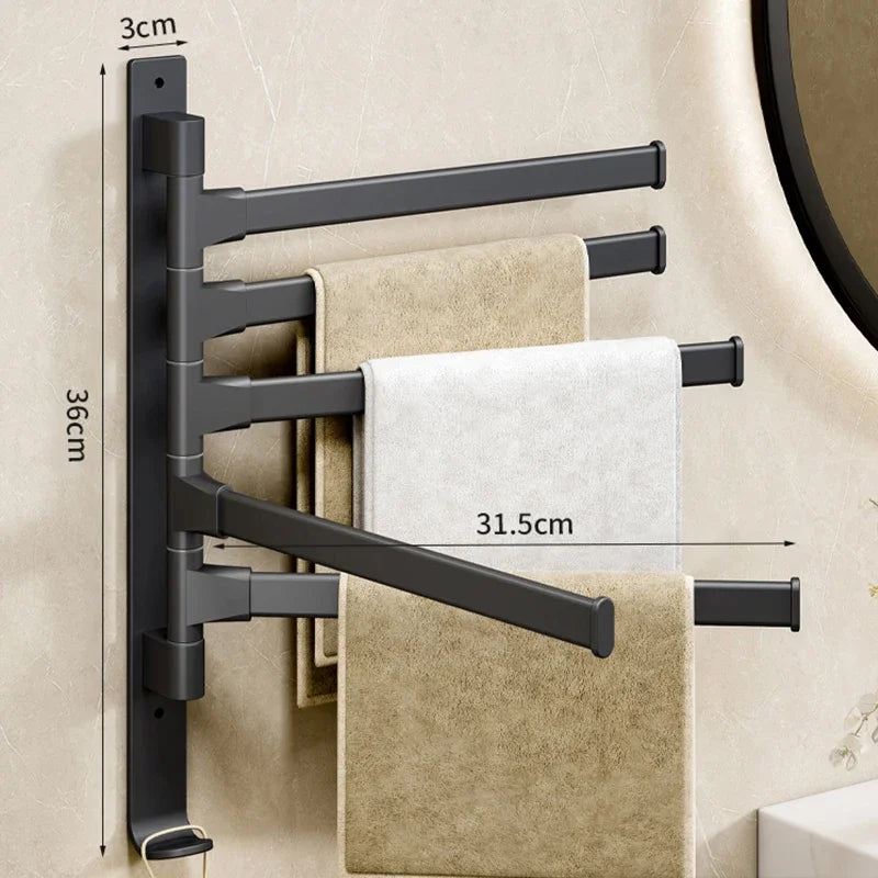 Rotatable Aluminum Towel Rack – Multi-Bar Wall-Mounted Organizer