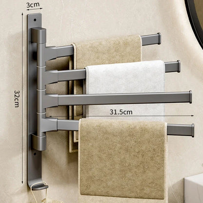 Rotatable Aluminum Towel Rack – Multi-Bar Wall-Mounted Organizer