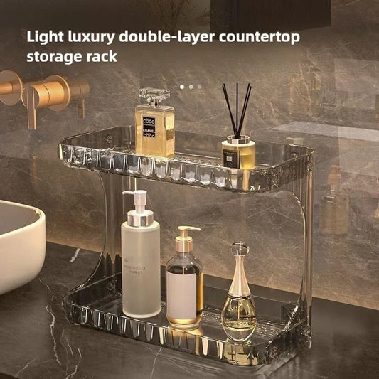 Double-Layer Bathroom Organizer – Stylish, Space-Saving & Multi-Purpose Storage