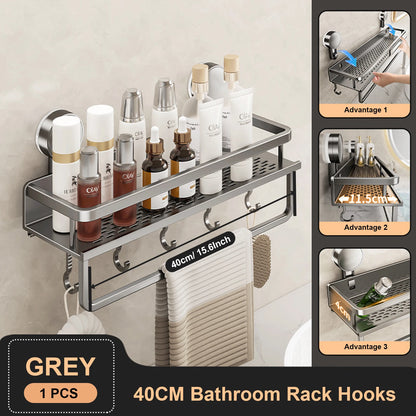 Space-Saving Suction Cup Bathroom Rack – No Drills, Just Organized Style!
