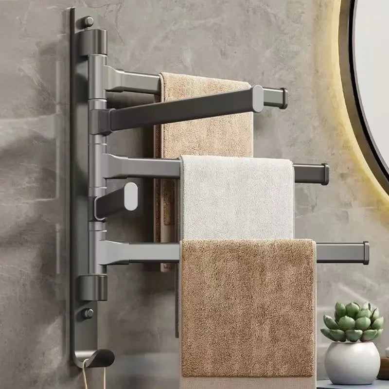 Rotatable Aluminum Towel Rack – Multi-Bar Wall-Mounted Organizer