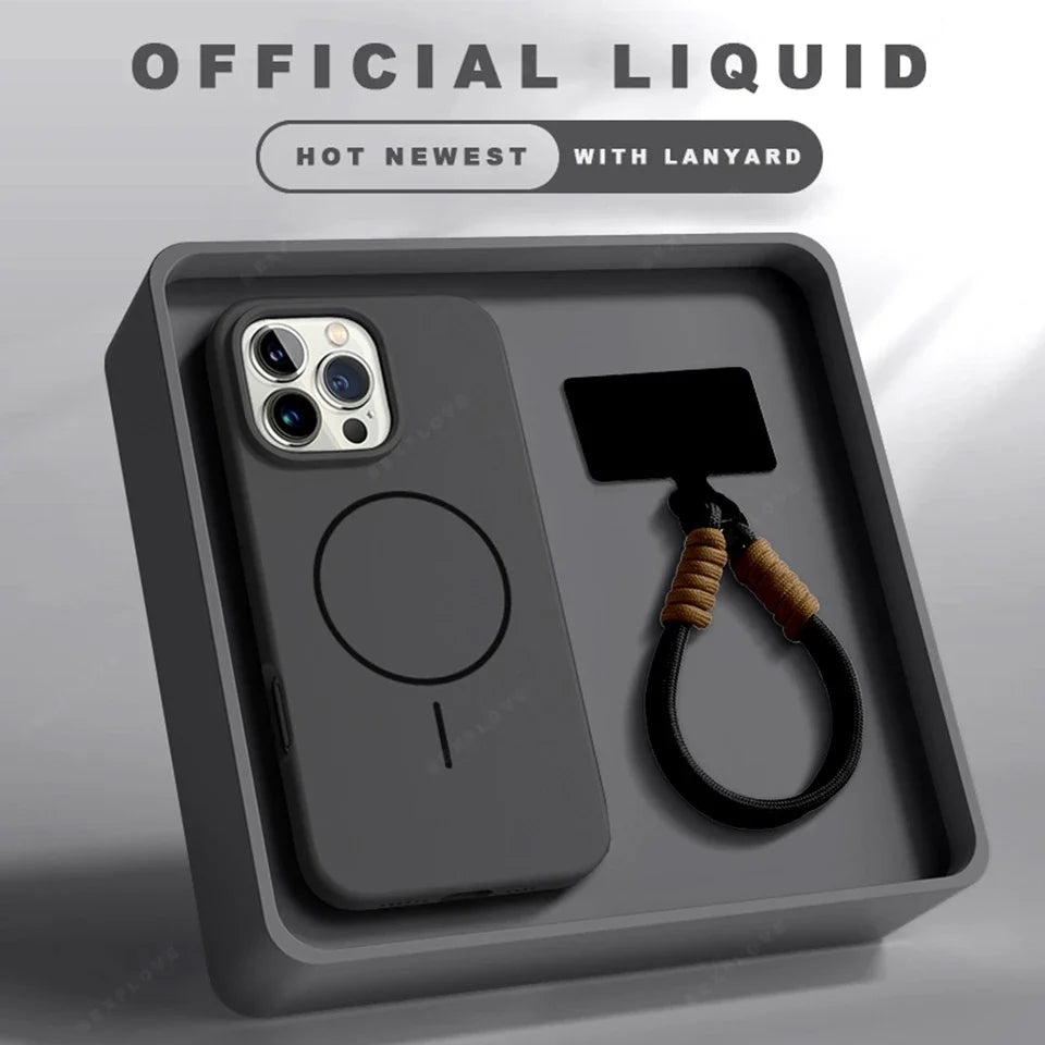 Magsafe Silicone Case – For iPhone with Lanyard Strap