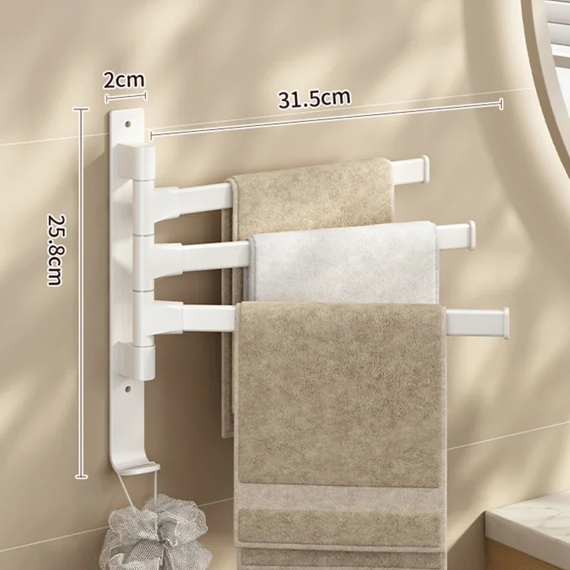 Rotatable Aluminum Towel Rack – Multi-Bar Wall-Mounted Organizer