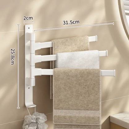 Rotatable Aluminum Towel Rack – Multi-Bar Wall-Mounted Organizer