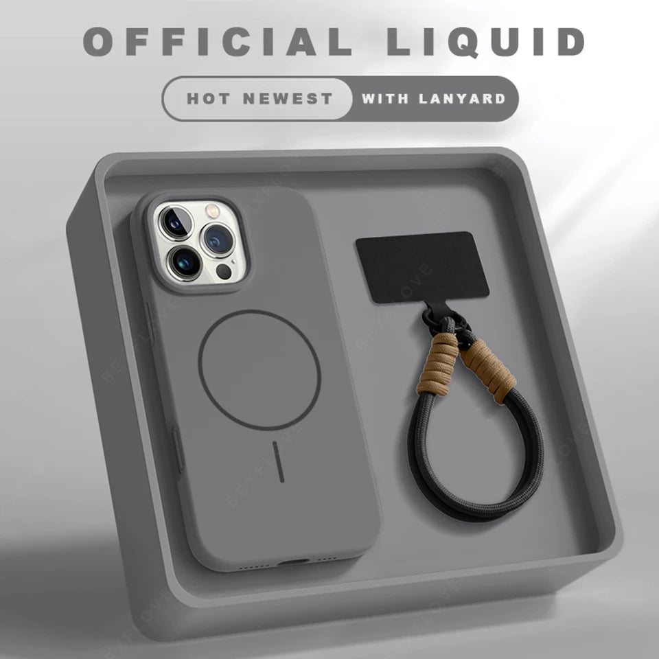 Magsafe Silicone Case – For iPhone with Lanyard Strap