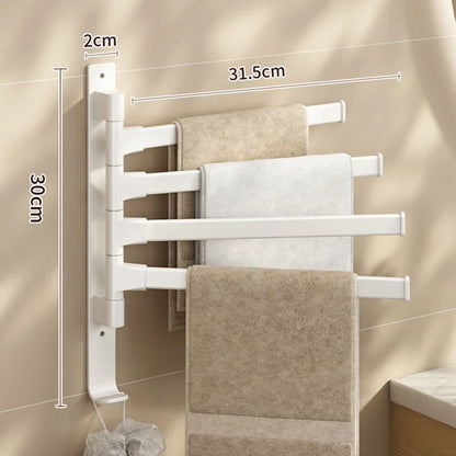 Rotatable Aluminum Towel Rack – Multi-Bar Wall-Mounted Organizer