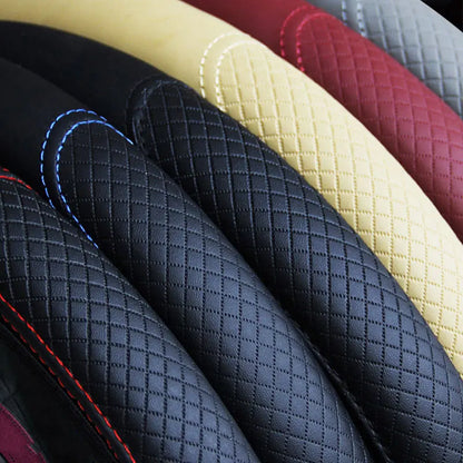 Universal Non-Slip Embossed Leather Steering Wheel Cover - Car Styling