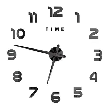 Stylish 2D DIY Wall Clock – Modern Acrylic Mirror Stickers for Living Room Décor!