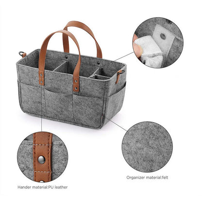 Baby Essentials Organizer – Felt Storage Caddy with Handles & Large Pockets