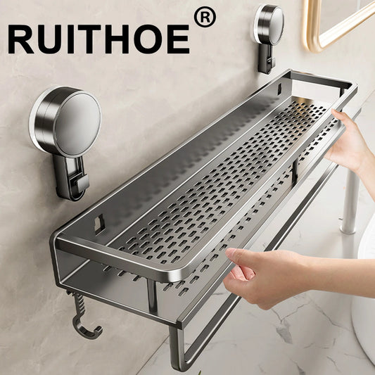 Space-Saving Suction Cup Bathroom Rack – No Drills, Just Organized Style!