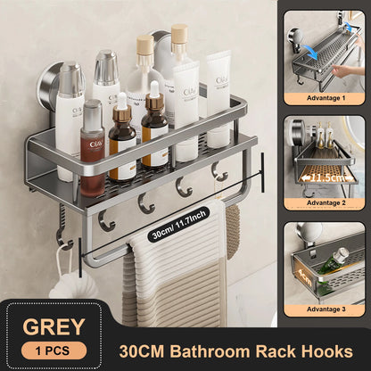 Space-Saving Suction Cup Bathroom Rack – No Drills, Just Organized Style!