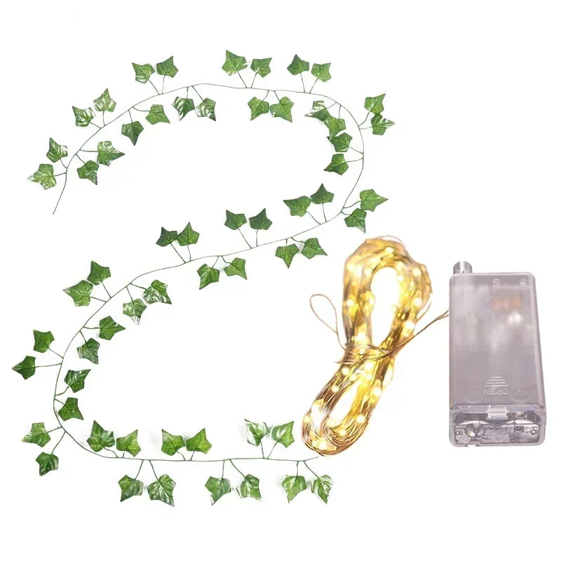 Silk Leaf Ivy Vine with 3m LED Lights – Perfect for Home, Wedding, or Party Decor!